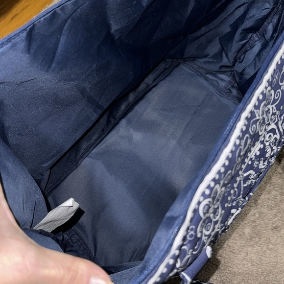 Cotton Cloth Tote-Blue/White-EUC-ZipTop - Picture 16 of 16